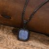 Stainless Steel Rectangle Natural Stone Pendant Necklaces, Minimalist Dainty Chain Necklace, Luxury Fashion Jewelry For Men Gift