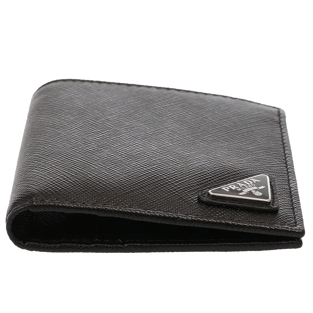 Portofel bifold din piele embosată 2MO004 QHH F0002 SAFFIANO TRIANG Negru [Prada] [Prada] Bărbați [Articol]