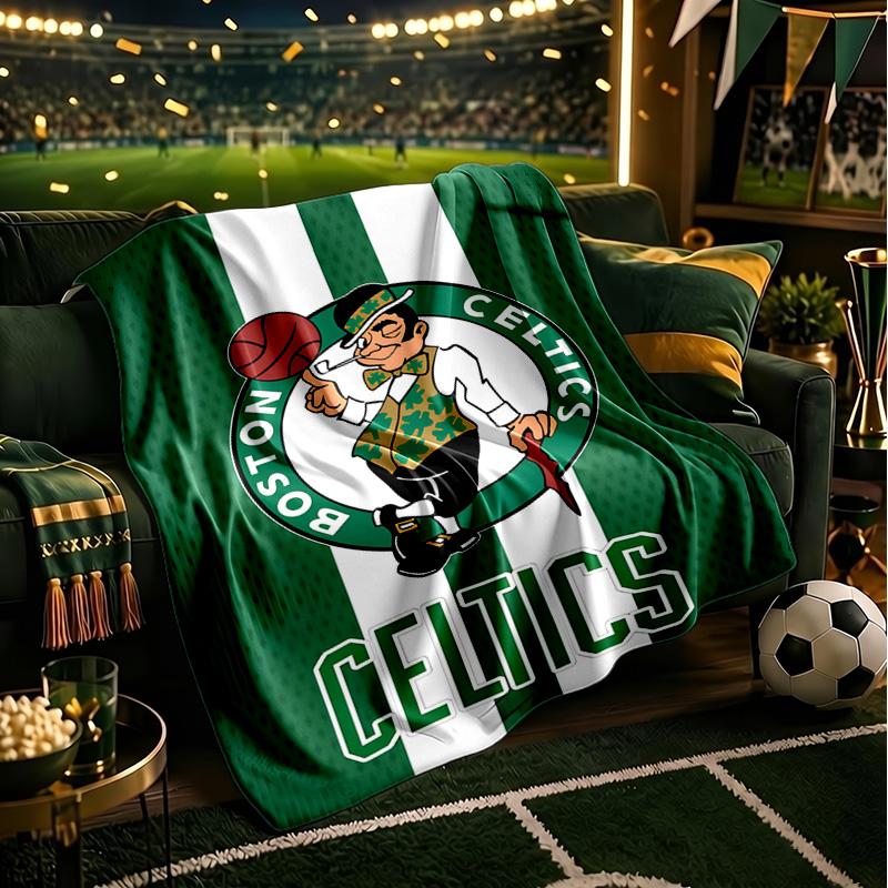 Boston-Celtics Logo Blanket Lightweight Flannel Bedding Blanket Perfect for Travel, Camping, Living Rooms, Offices, Sofas, Fan Christmas gift