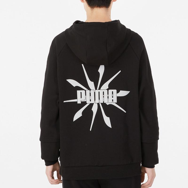 Puma Logo Print Loose-Fit Hoodie Men Tops Black 537016-01