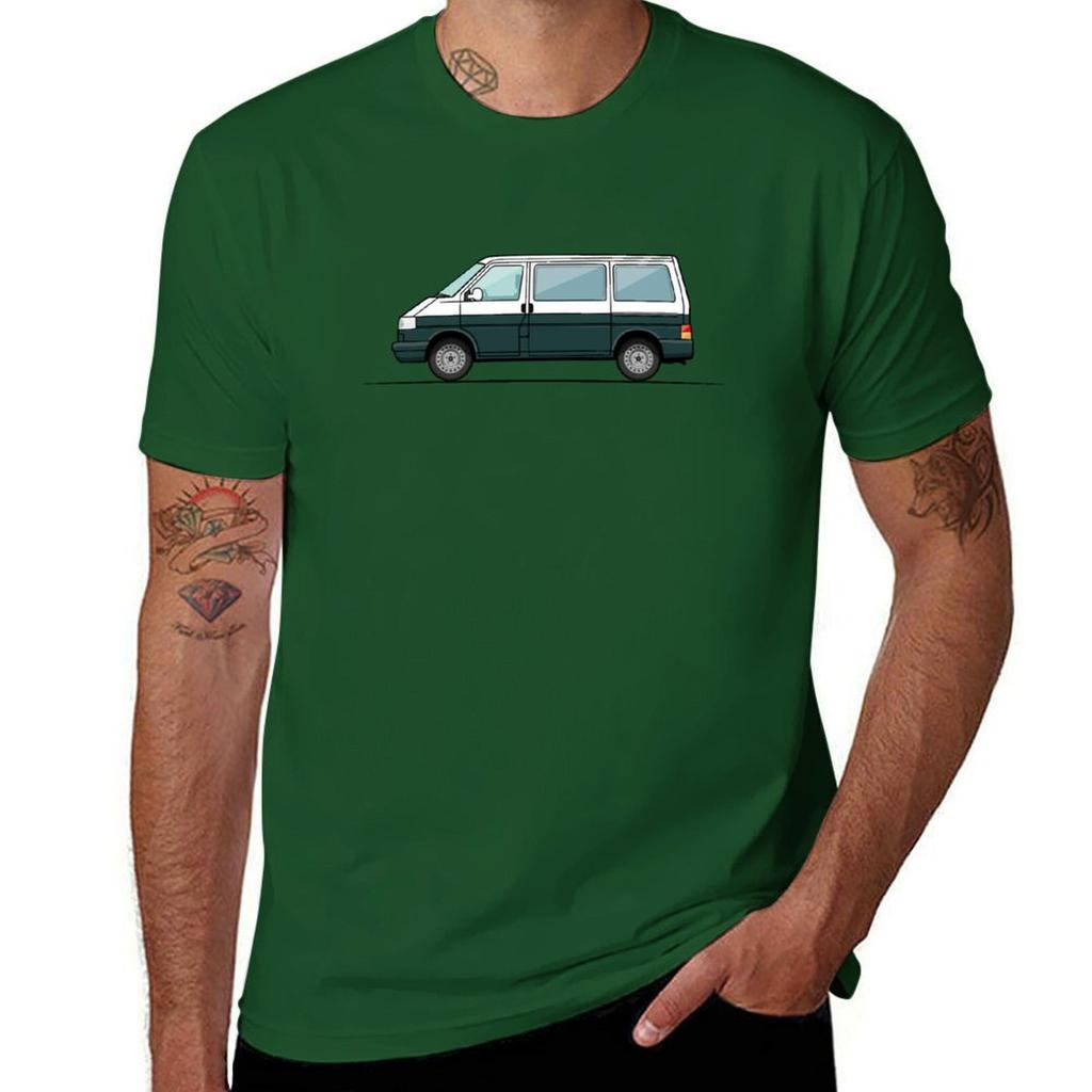 T4 Bus White Green Tshirt Funnys Anime Clothes Graphics Unisex Workout Shirt
