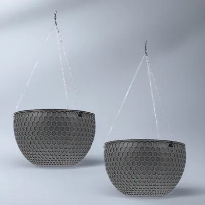 2Pcs Plastic Hanging Planter Basket Round Wall Mounted Flowerpot for Small Plants Succulents Indoor Outdoor Decoration Stylish