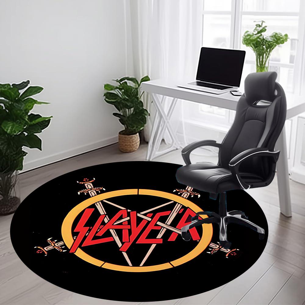 1PC Slayer Music Office Round Area Rug, Indoor Mat Suitable For Office, Under Office Chairs Bedroom Living Room Home Decor DT1212103
