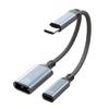 Simultaneous Charging Audios USB C Splitter Cable Power Delivery Braide OTG Adapter for Smartphones Tablets Laptops