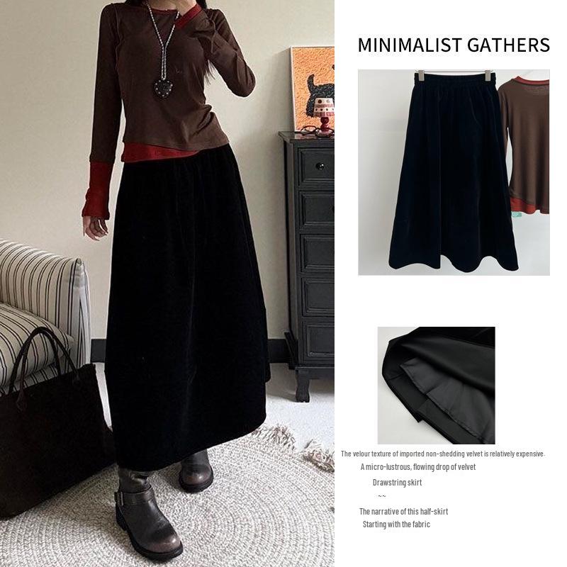 

Черная вельветовая юбка-миди А-силуэта с высокой талией и кулиской от бренда L - Коллекция Весна 2026 для знаменитостей Medium чёрный