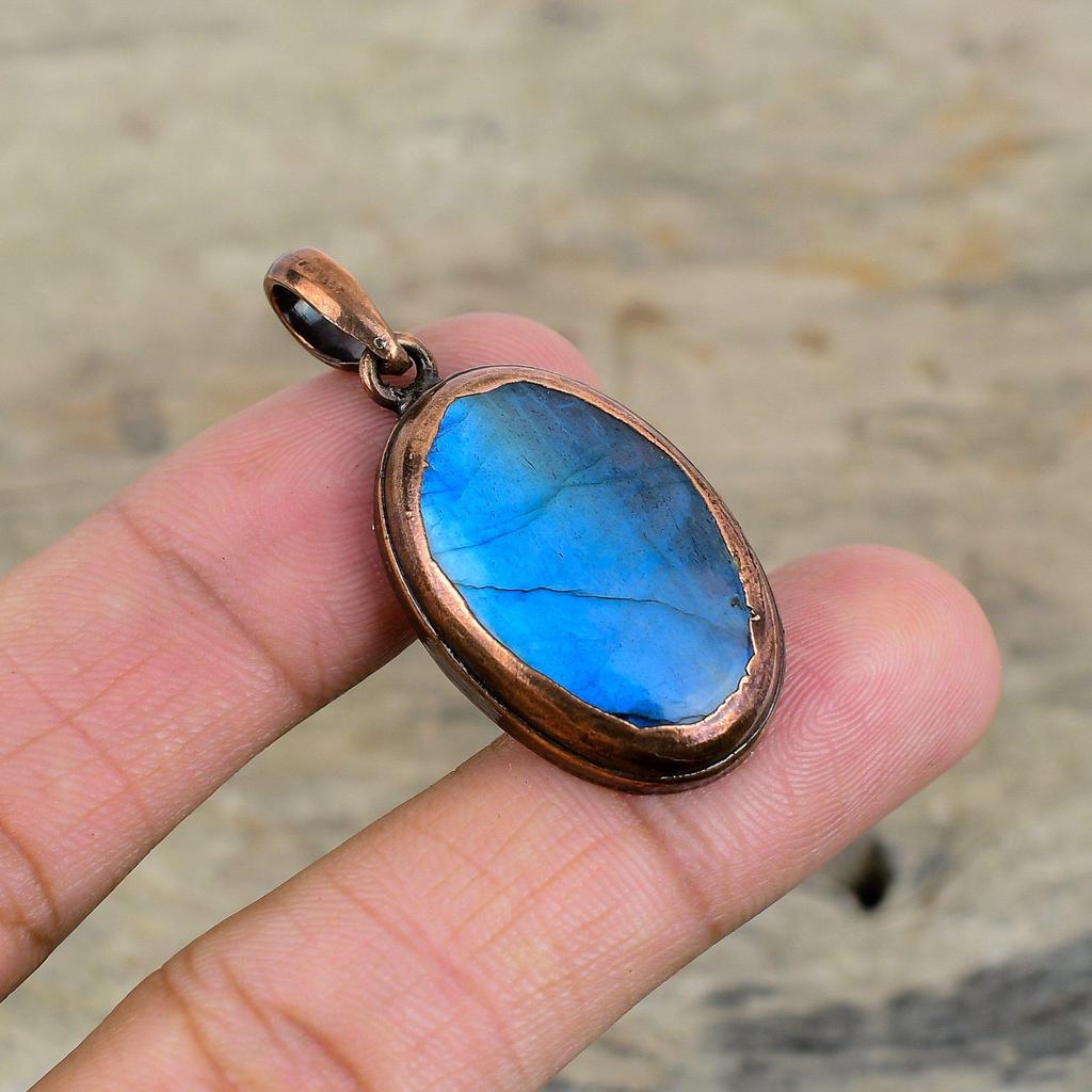 Labradorite Pendant Electroformed Copper Gemstone Pendant Labradorite Jewelry Handmade Pendant Electroformed Copper Jewelry Gifts For Mother