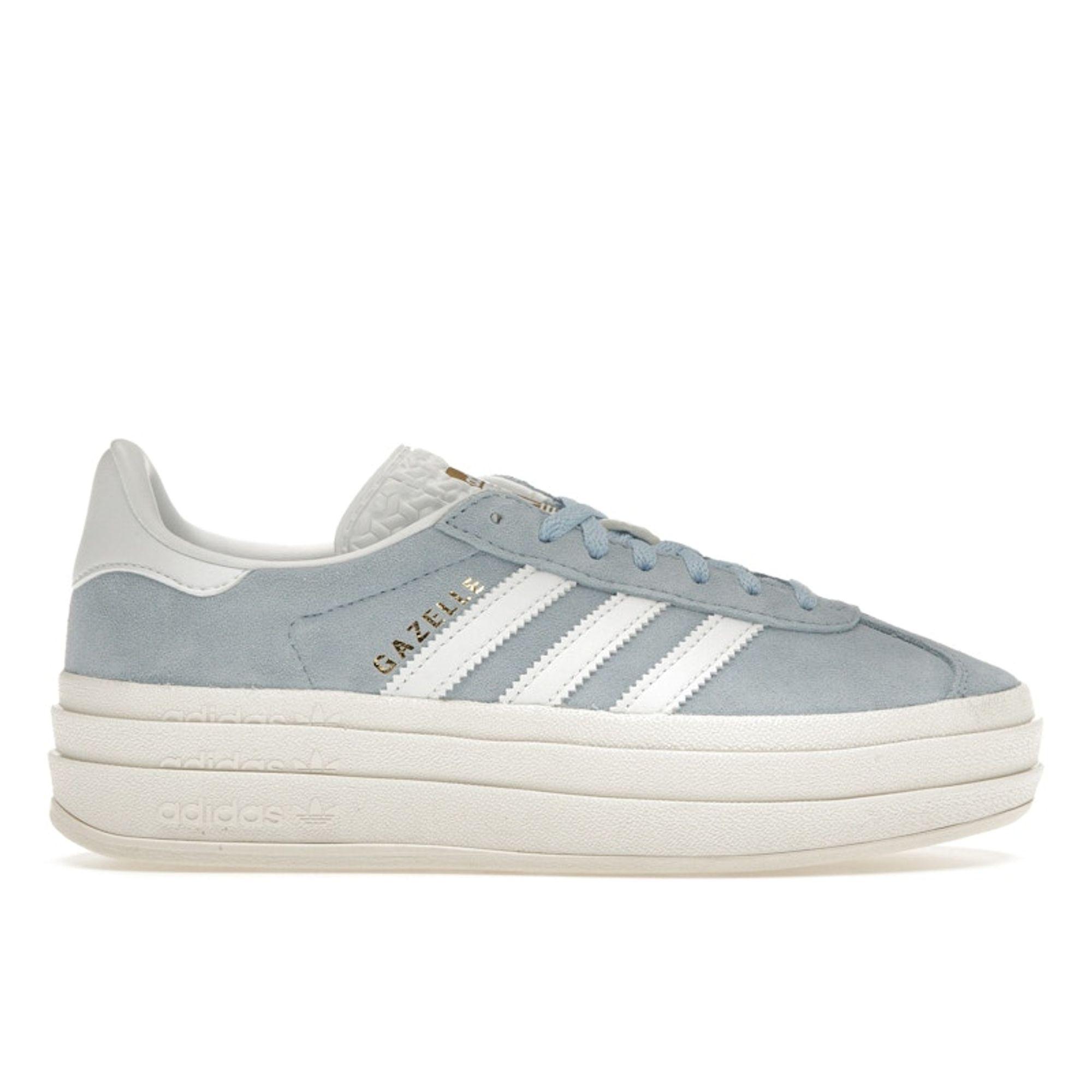 

Женские кроссовки adidas Gazelle Bold Clear Sky синего цвета с белым золотом и металликом ID6991 39⅓