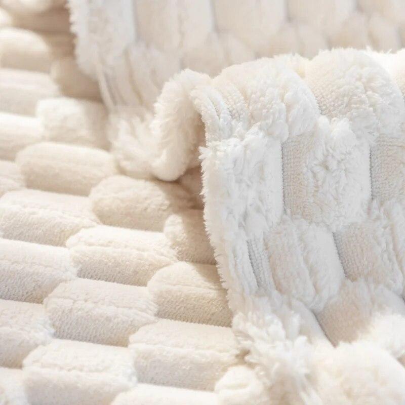 Winter Warm Sofa Cover Living Room Thicken Plush Couch Mat Non-Slip Universal Sectional L Shape Sofa Slipcovers Towel Protector