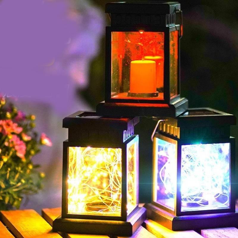 Waterproof Stainless Steel Solar Lantern With Flickering Candle Effect Led