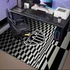 Black And White Stripes With Shield Printed Office Carpet Chair Cushion  Entryway Rug, Rugs for Living Room, Bedroom Christmas gifts