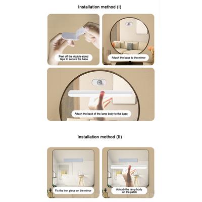 Wireless Makeup Mirror Light Battery Operated LED Magnetic Cabinet Lights Adjustable Color Brightness & Angle for Home Bathroom