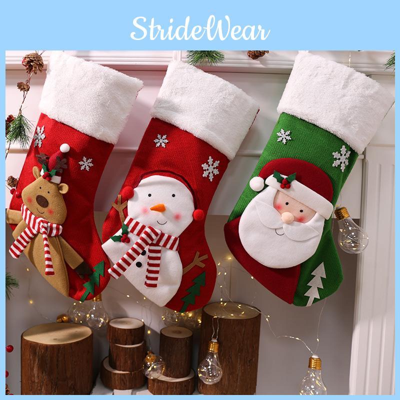 Cute Claus Santa Snowman Elk Socks Shaped Pendant For Christmas Decoration