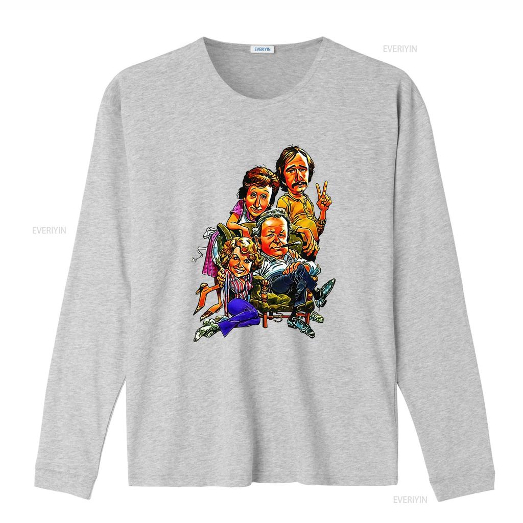 T-shirt Casual con Stampa Personaggio Cartoon Sitcom Classica Retrò Vintage All in the Family vintage Lavata Leggermente alla moda
