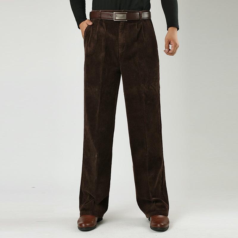 Men's Thick Corduroy Casual Pants Men's Corduroy High Waist Loose Thick Trousers