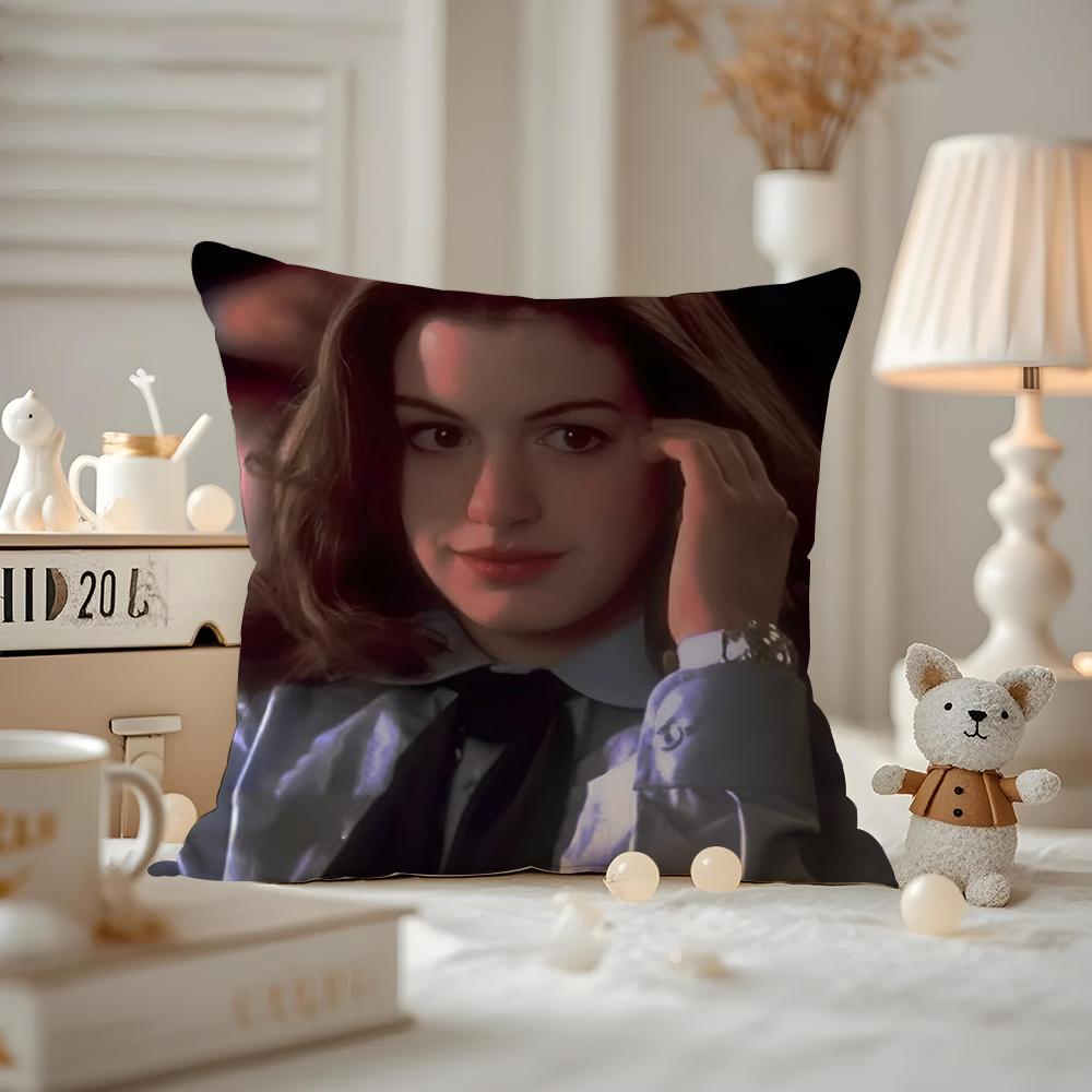 Actor AAnne HHathaway Cushion Cover Antidustmite Pillowcase Invisible zipper silky short plush Sofa cushion cover