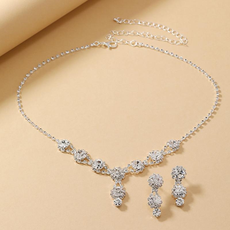 Women'S White Pendant Necklace Earrings Set Women'S Dress Accessories Wedding Jewelry Two Sets Necklace Earrings