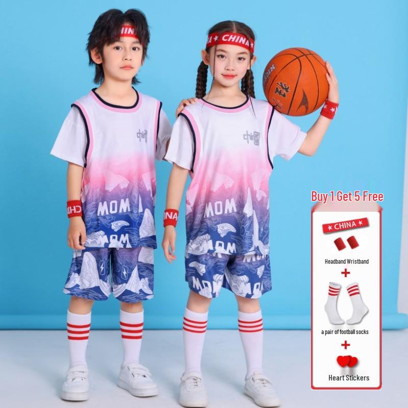 Kids' Basketball Uniform Set - Red Performance Costume for Kindergarten & Elementary School Graduations