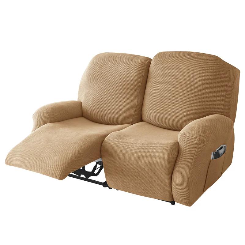 6pcs Solid Color Recliner Sofa Cover Elastic All-inclusive Couch Coushion Case Soft Pet-friendly Protective Case for Living Room
