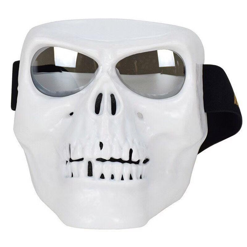Tactical Full Face Skull Mask - White Frame, Black Lens