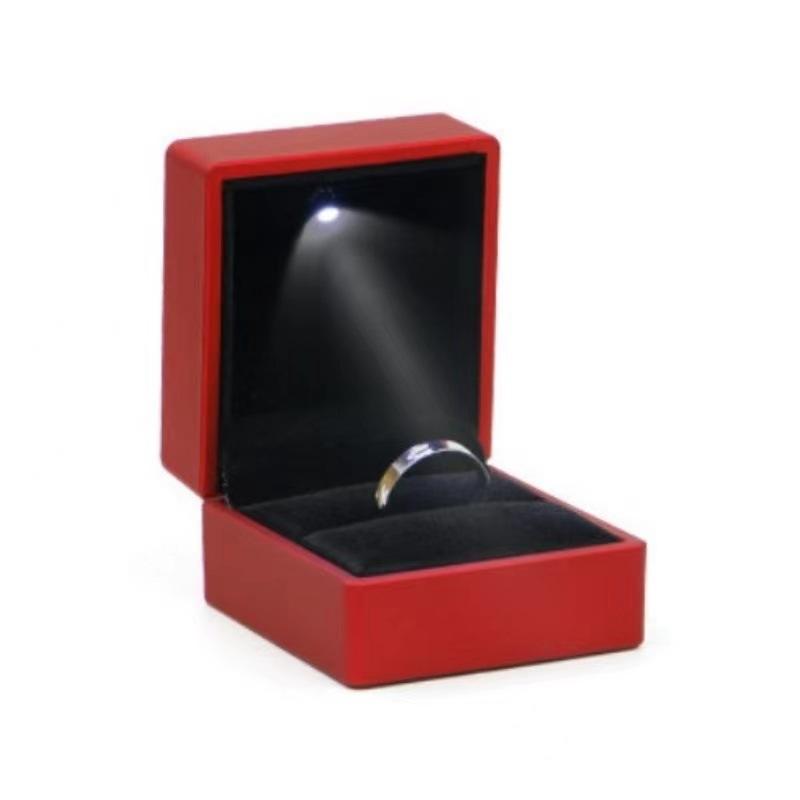 1 Pcs LED Jewelry Ring Box Luxury Rubber Jewelry Display Gifts Storage Case For Wedding Engagement Proposal Anniversary Boxes