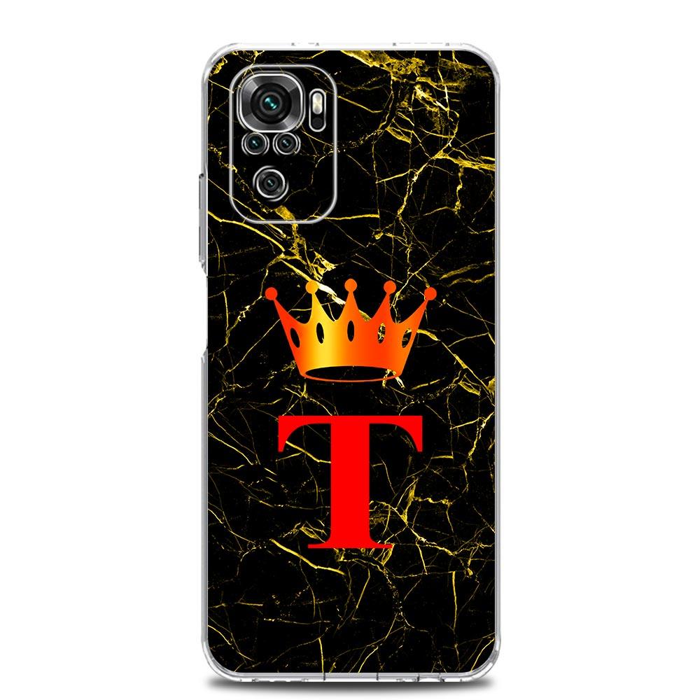 Phone Case For Xiaomi Redmi Note 15 14 13 12 4G 10 11 Pro Plus 5G 14C 13C 12C 10C TPU Cover Luxury Marble Letter A B Crown