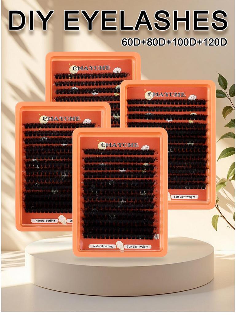 European & American Style D Curl Cluster False Eyelash Kit for Daily DIY Extensions