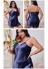 Plus Size Women's Silk Satin Camisole Nightgown with Slit - Elegant, Comfortable, Slimming Design