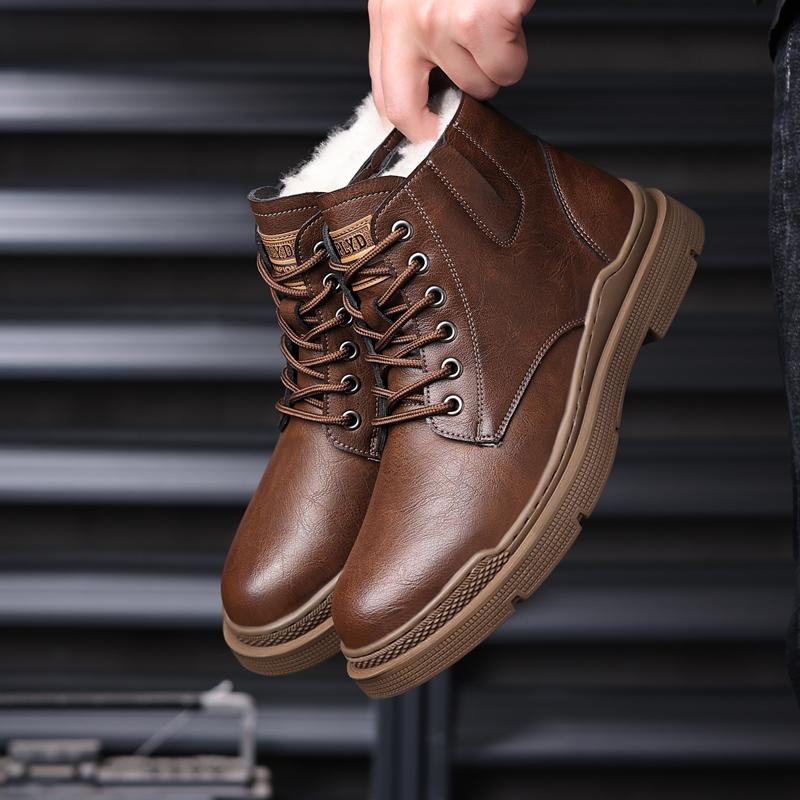 2026 New Cott-lined Men's Ankle Boots, Retro British High-top Men's Boots, Spring and Autumn Outdoor Men's Motorcycle Boots