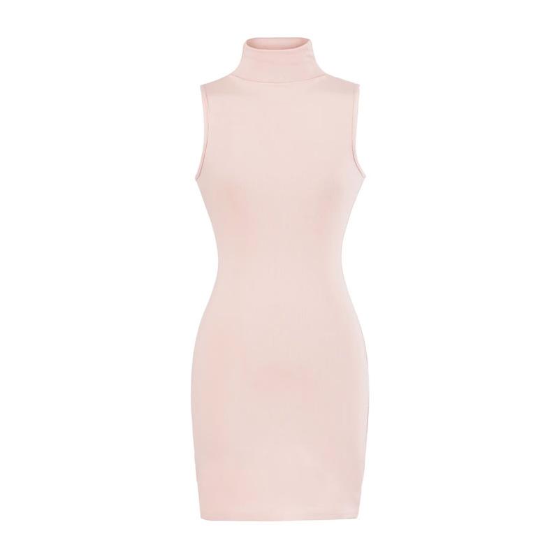 

Women s Sleeveless Bodycon Dress: Retro, Mature Style, Stretchy, Slim-Fit, High-Neck, Sexy Short Skirt Large