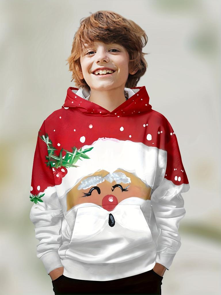 Boys' 3D Christmas Graphic Hoodie Long Sleeve Tops Casual Polyester Hoody Fall Spring Outerwear Sweatshirt Children's Clothing