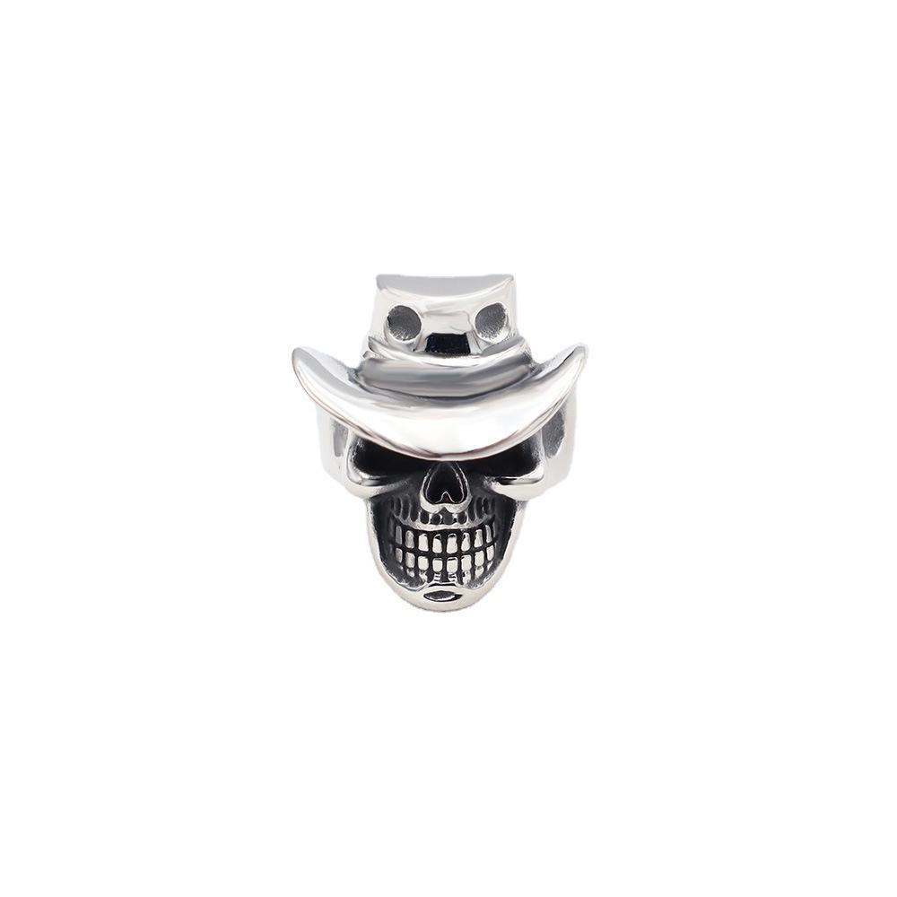 Accessories Personality Trend Cowboy Hat Skull Ring Niche Design Men'S Titanium Steel Index Finger Ring