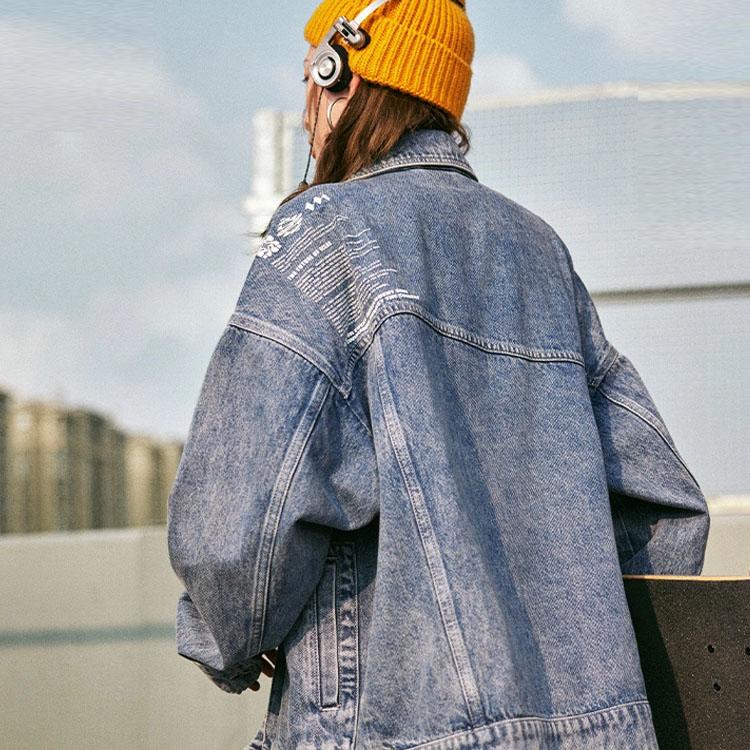 Li Ning CF Su Series Player Solid Color Washed Long Sleeve Denim Jacket Unisex Jacket Denim-Blue AJDT737-2