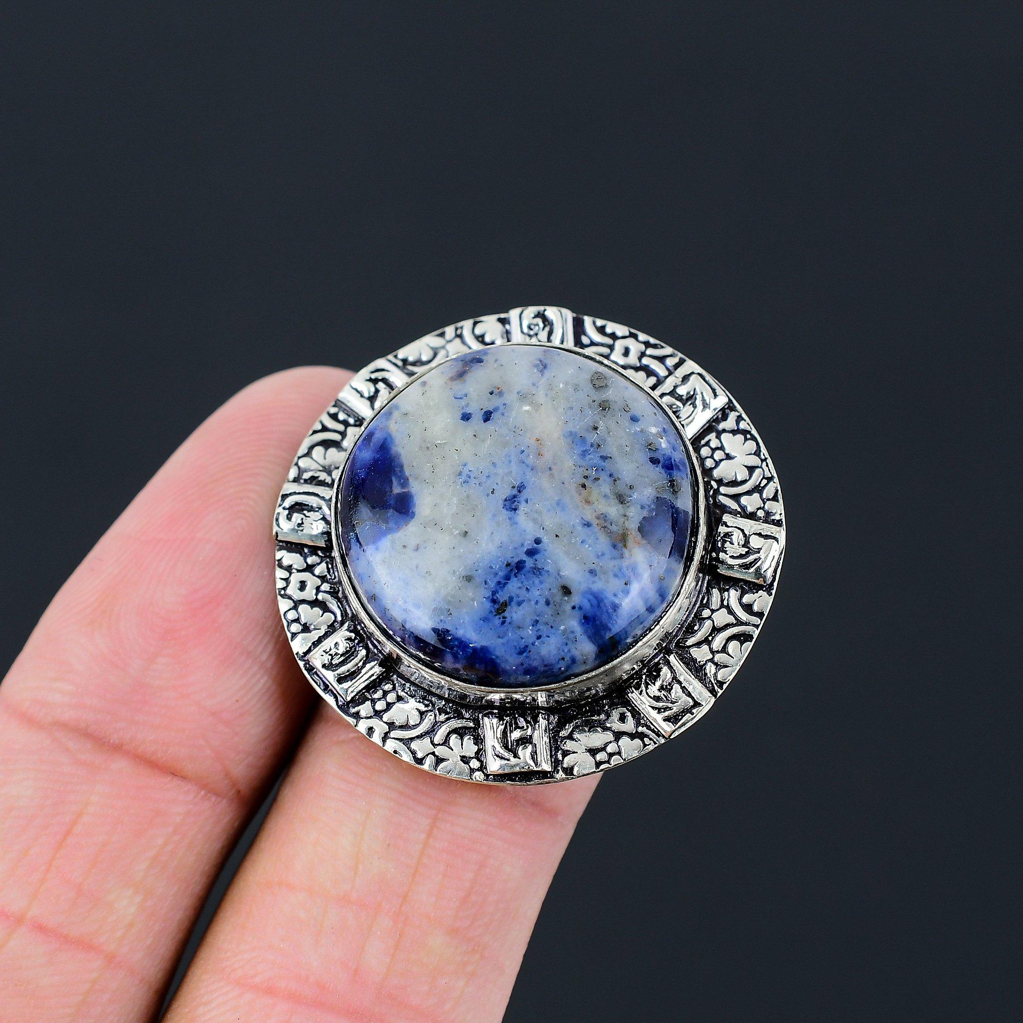 

Gift For Women Solitaire Ring Size 7 925 Silver Natural Sodalite Gemstone 7