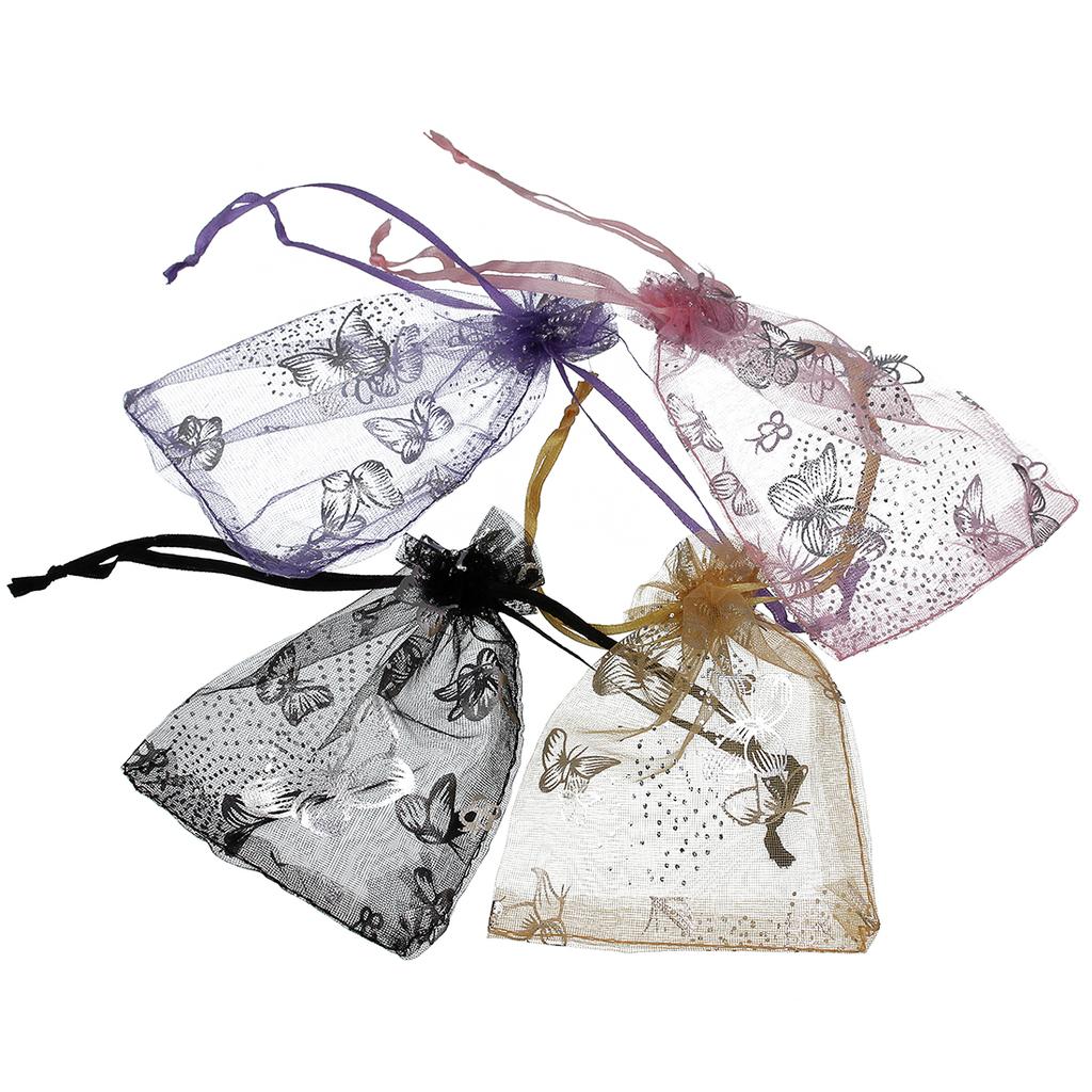 25pcs Organza Bags Colorful Butterfly Jewelry Bags Drawstring Pouches For Wedding Party Decoration Candy Jewelry Packaging Bags