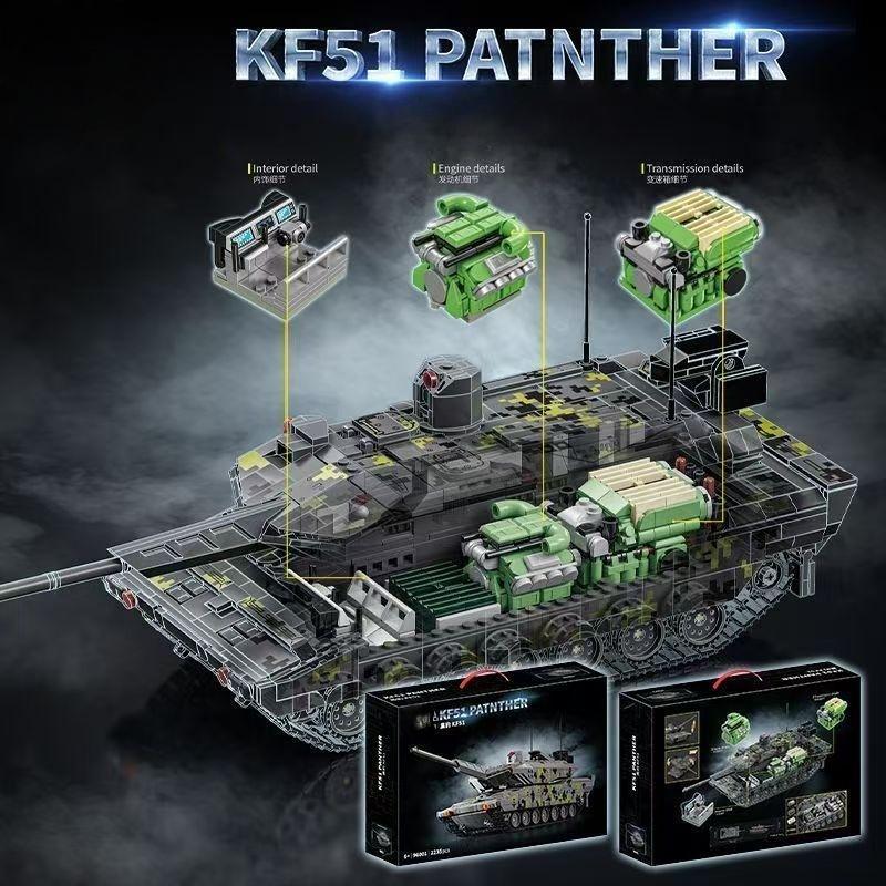 Military Technicial KF51 Panzer Building Blocks  Army Heavy Tank 4 Figures Assembly Brick Model Kit Adults Gifts 2235PCS