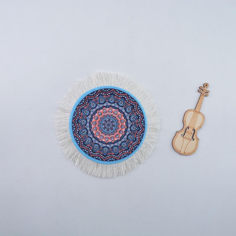 Tea Cup Mat Mandala Persian Carpet Tea Cup Mat Trkiye Middle East Art National Style Cup Mat Desk Pad Fringed Edge Desk Mat