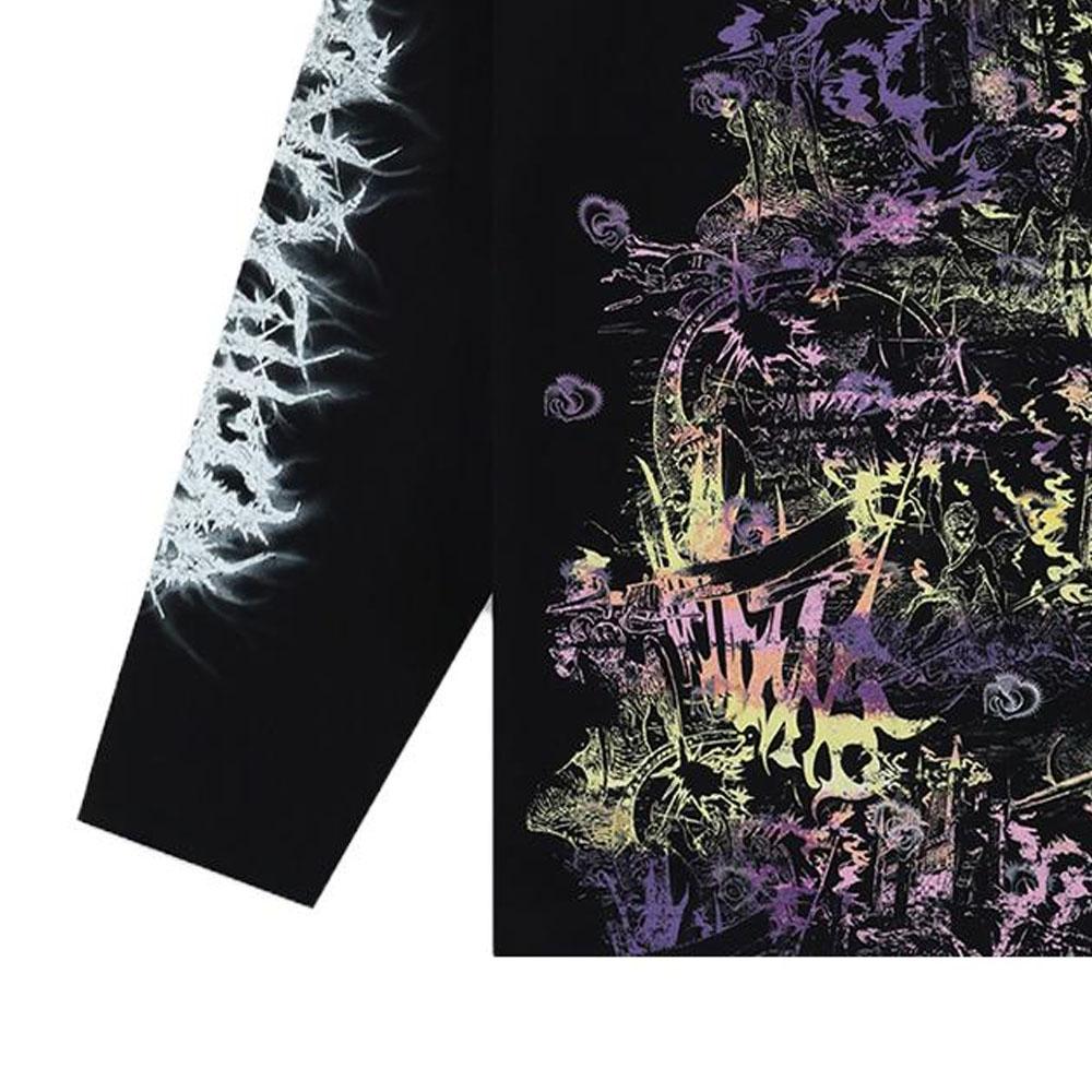 WE11DONE FW23 Pullover mit aufgedrucktem Riss-Buchstabenlogo Unisex-Sweatshirt Schwarz WD-TT3-23-756-U-BK