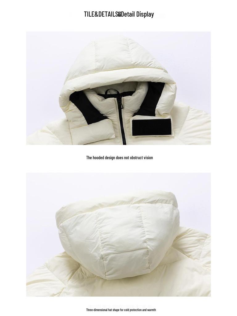 Men's Winter Thickened White Duck Down Jacket - Youth Warm Trendy Hooded Puffer Outerwear