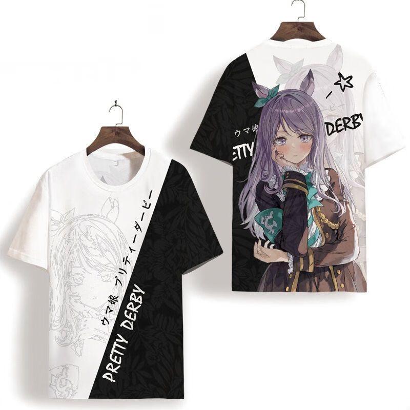 Umamusume Rice Shower Japońska Gra Cosplay Koszulka Popularna z Nadrukiem 3D Koszulka Letnia Męska Damska Harajuku Krótki Rękaw Topy Cosplay