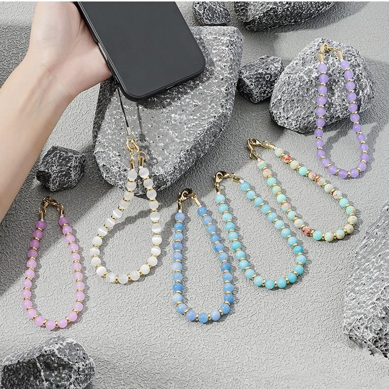 High-End Men's & Women's Fashion Cat's Eye Stone Beaded Phone Chain Lanyard