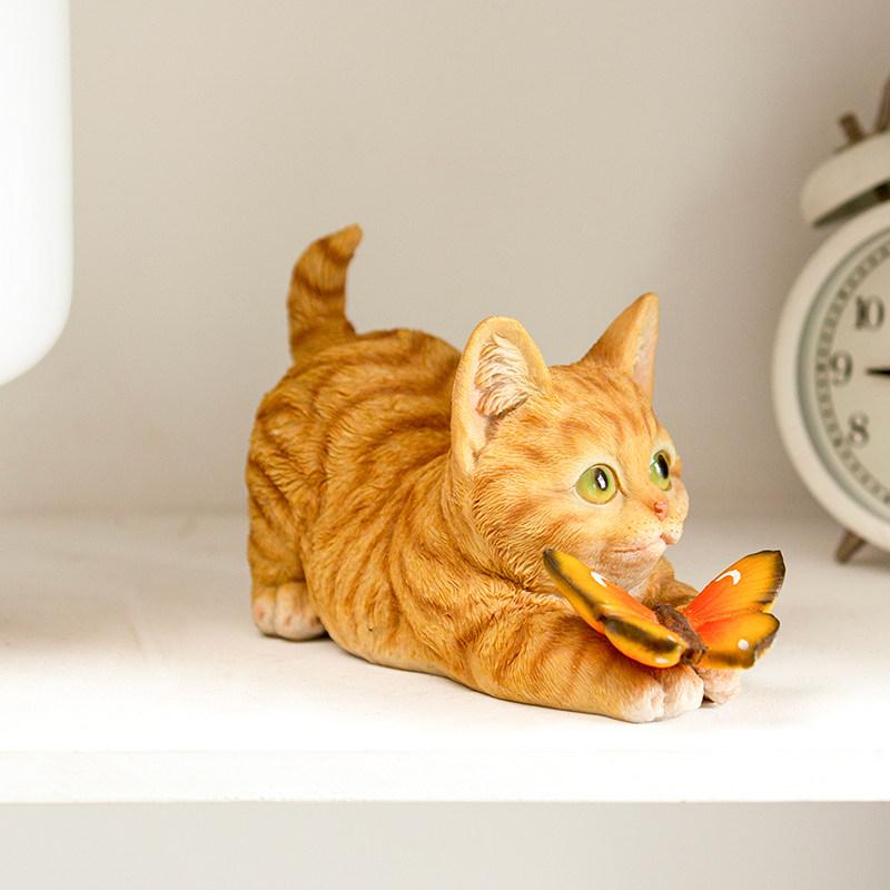 1pc Adorable Cat Figurine for Home Bedroom Study Office Desk Creative Decor & Interior Accessories