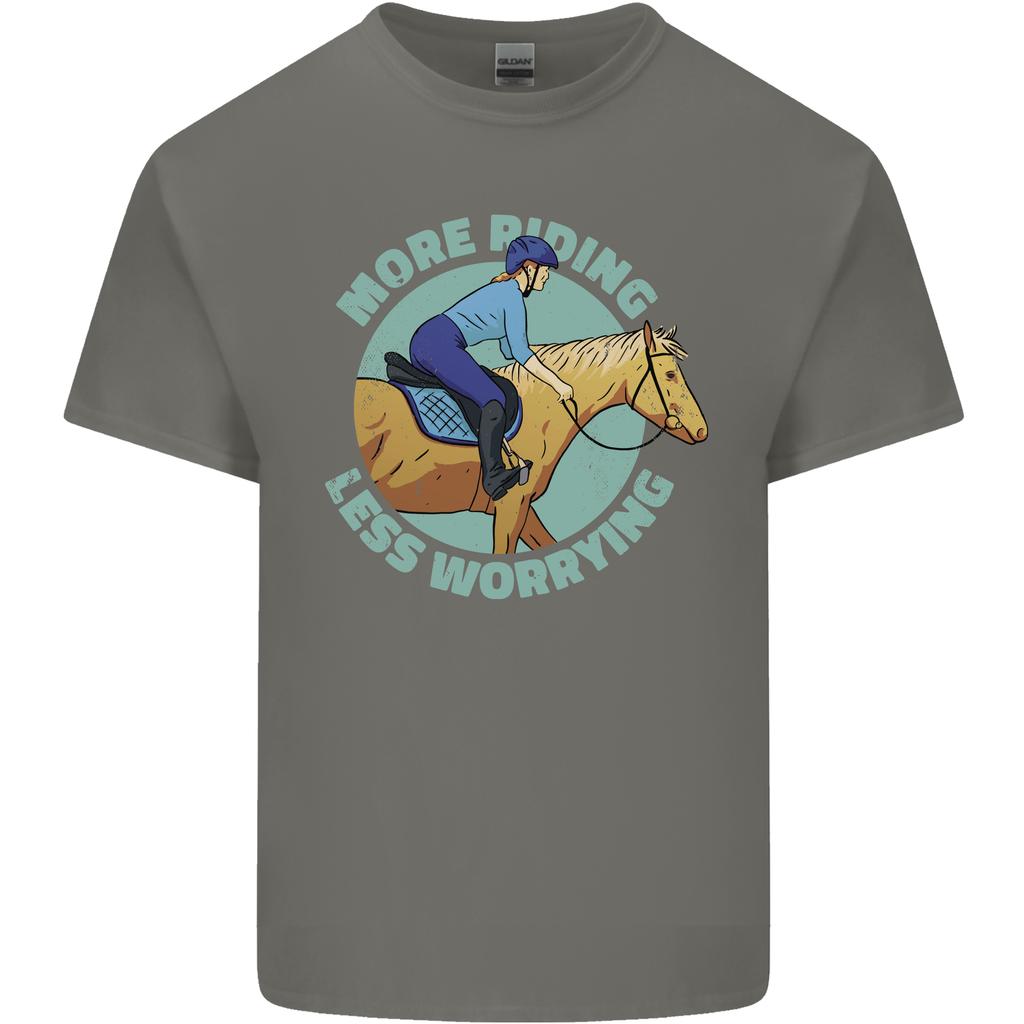 More Horse Riding Less Worrying Equestrian Unisexs Light Cotton TShirt