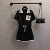 College Tracksuit Women's Sports Suits Short-Sleeved T-Shirt Shorts 2 Pieces Stand Collar Summer Loose Print Simple