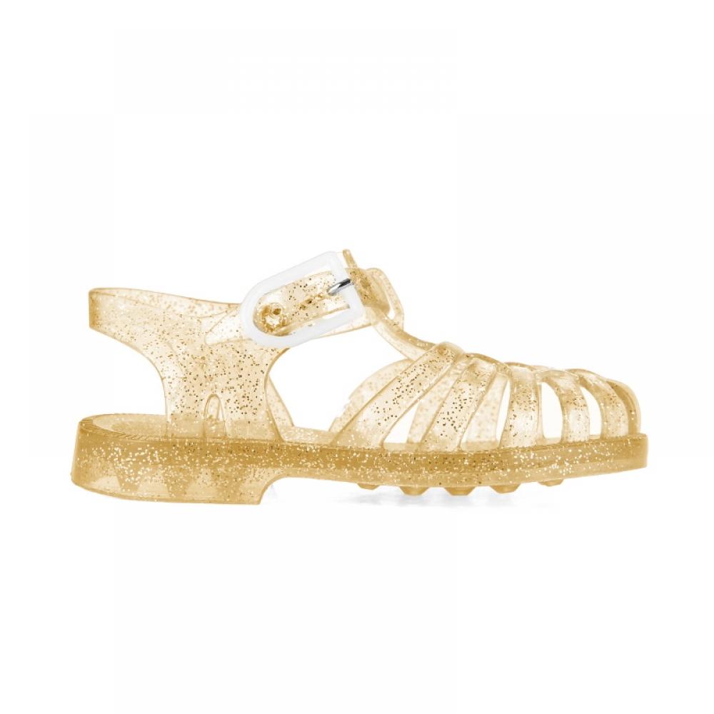 Meduse Sun 201 Doré Pailleté Doré Paillettes Or Enfants Enfants Sandales Chaussures Gelée