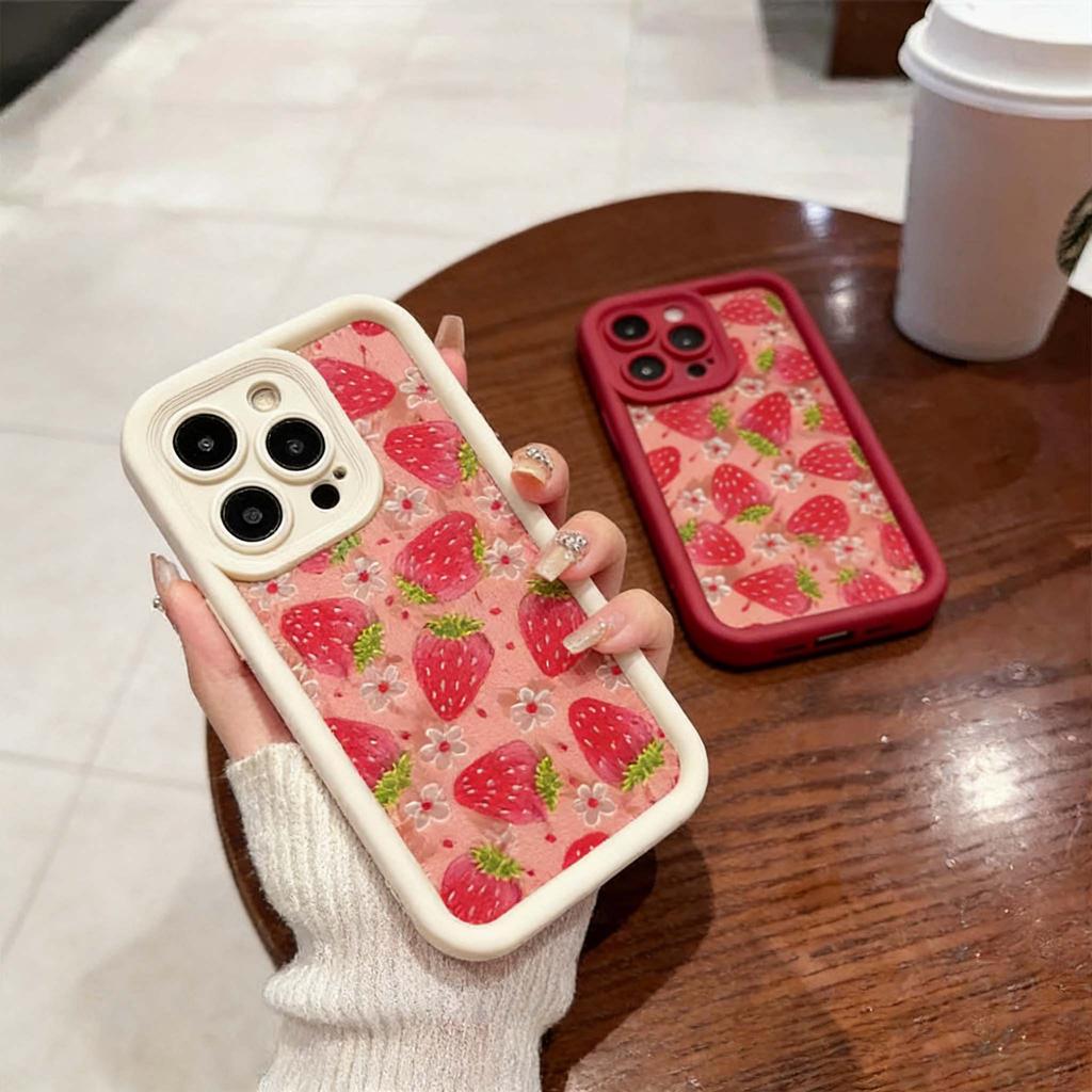 Phone Case For Samsung Galaxy S26 Ultra S25 S23 S24 S21 Plus S25 FE Note 20Ultra Silicone Strawberry Cover TPU