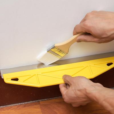 Profesionāls 12 collu izturīgs dzeltens krāsas aizsargs-līnijas zīmēšanas rīks ar ergonomisku rokturi un malu - Izturīgs plastmasas/metāla sienu krāsošanas rīks