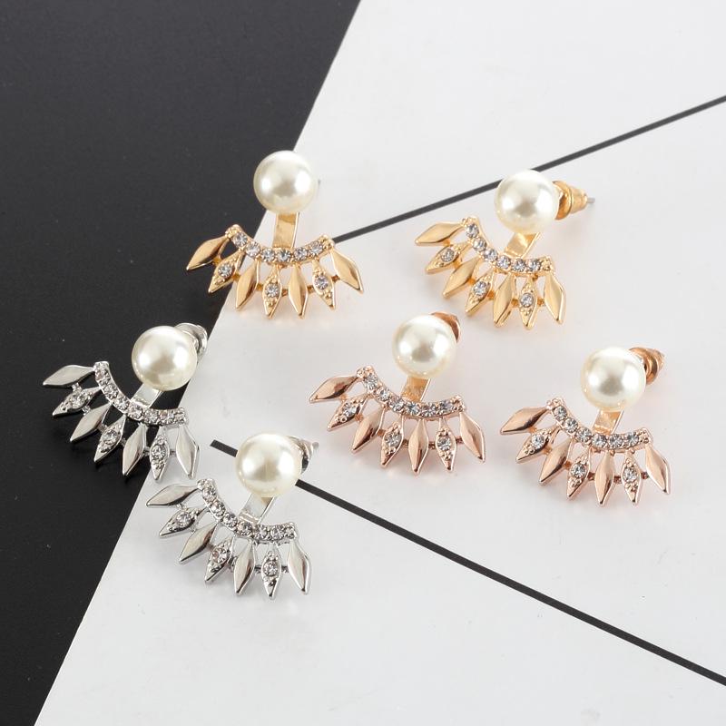 Rhinestone Crystal Pearl Stud Earrings - European & American Fashion Jewelry