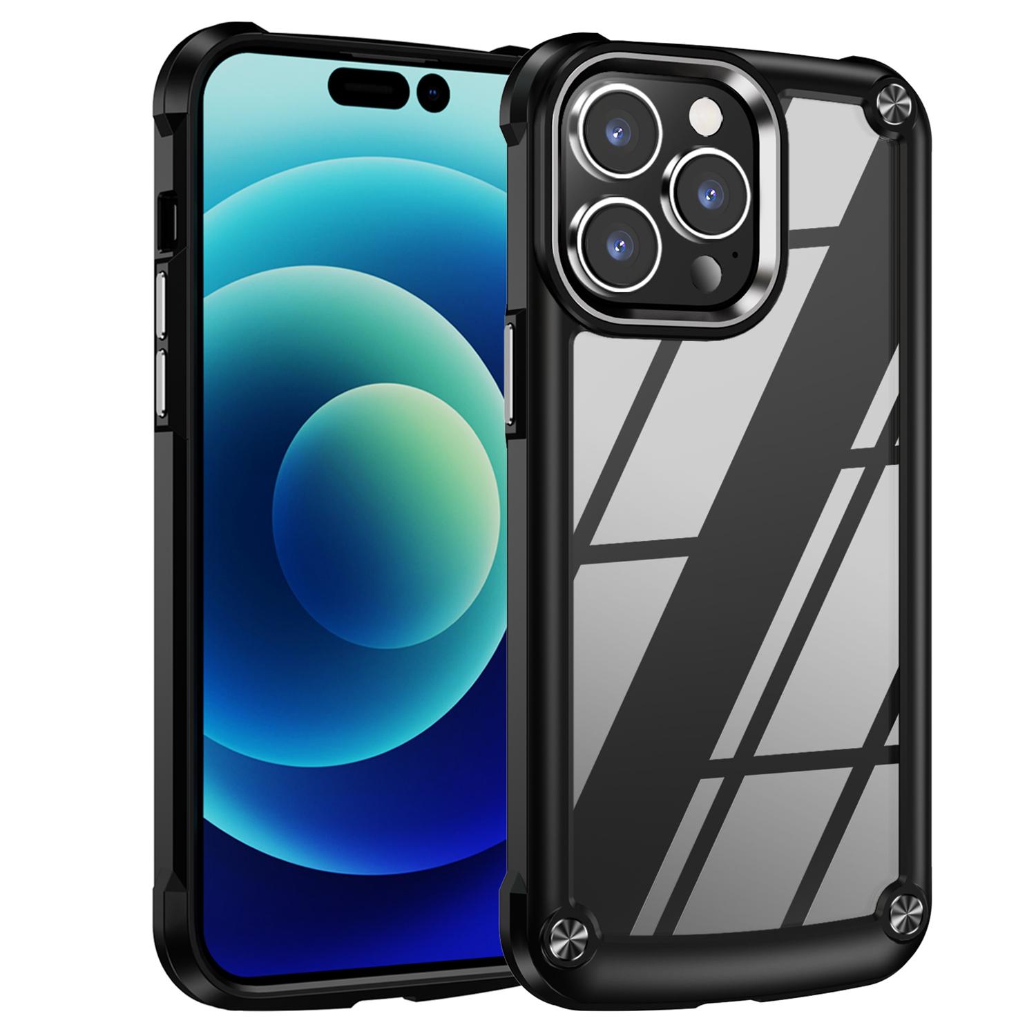 

Чехол для телефона PC+TPU для iPhone 15 Pro Max, противоударный, с защитной крышкой для телефона с рамкой объектива из сплава Black