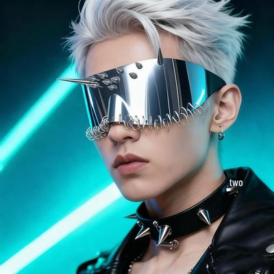 Cyberpunk Spiegelbrille mit Nieten aus Eisenringen - Futuristischer Party-Streetstyle