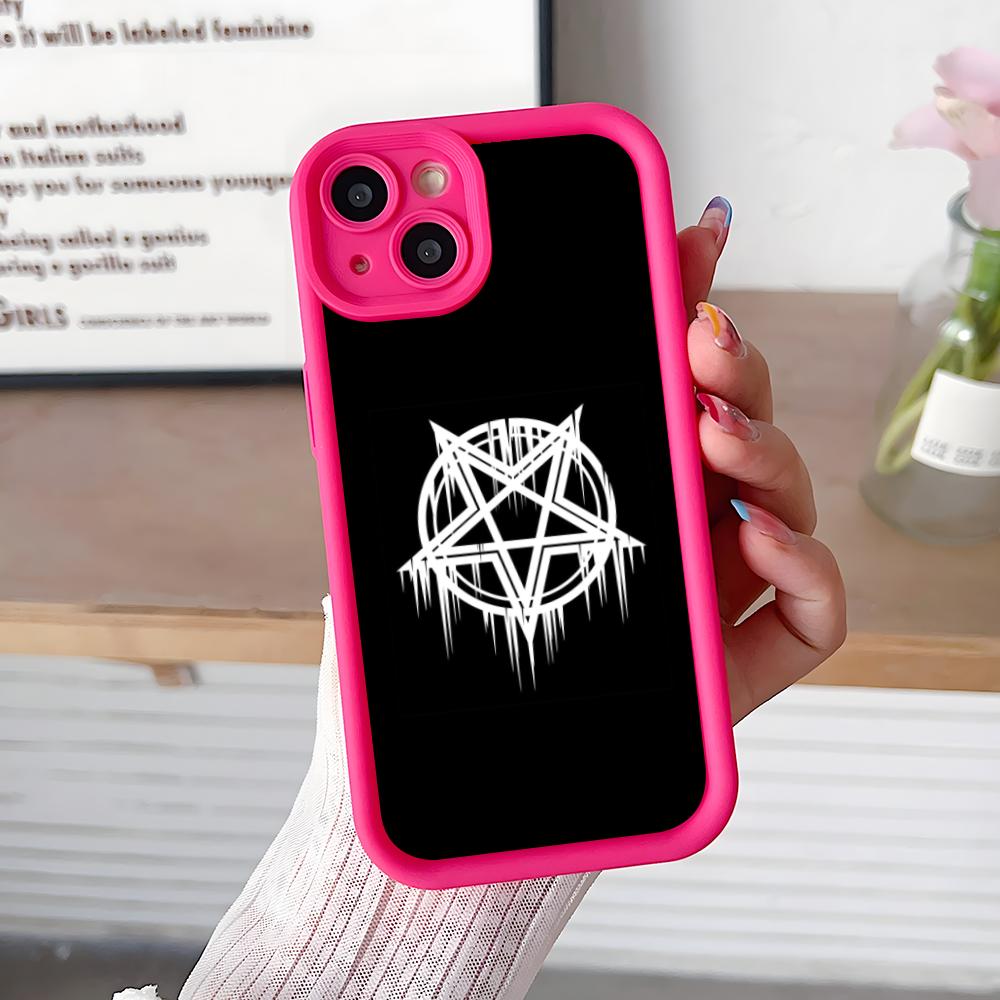 Aesthetic Pentagram Phone Case for iPhone 17 16 15 14 13 12 11 Air Pro Max Plus Red Soft TPU Shockproof Cover